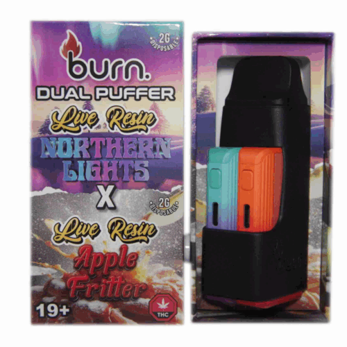 The Live Resin Northern Lights x Live Resin Apple Fritter vape offers a comforting and flavorful experience. The earthy, piney notes of Northern Lights blend with the sweet, apple-cinnamon flavor of Apple Fritter, creating a balanced, relaxing high. Perfect for unwinding at the end of the day.