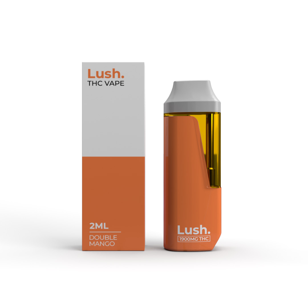 Lush - Discreet THC Disposable Vape (2 Grams) - Double Mango (Hybrid) Smooth hits. Zero hassle. The Lush 2g Disposable Vape is designed for those who want a clean, high-quality THC experience without the bulk or maintenance. Pre-charged and ready to go, this sleek, low-profile vape slips easily into your pocket and delivers powerful, flavorful clouds on demand.
