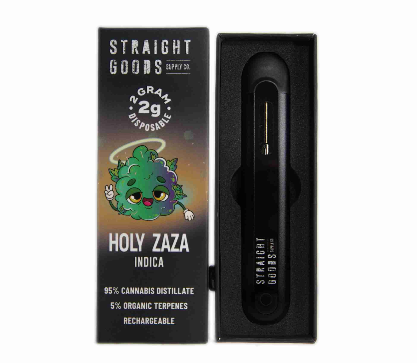 Straight Goods Supply Co introduces their all-new 2024 edition 2 Gram Disposable Vape, featuring a blend of 95% solventless Delta-9 THC distillate and 5% organic terpenes. With new branding and updated flavors, this disposable vape offers an exceptional vaping experience. The device is equipped with a rechargeable battery, a leak-proof, clog-proof design, and is free from harmful additives like Vitamin E Acetate, PG, VG, PEG, or MCT.