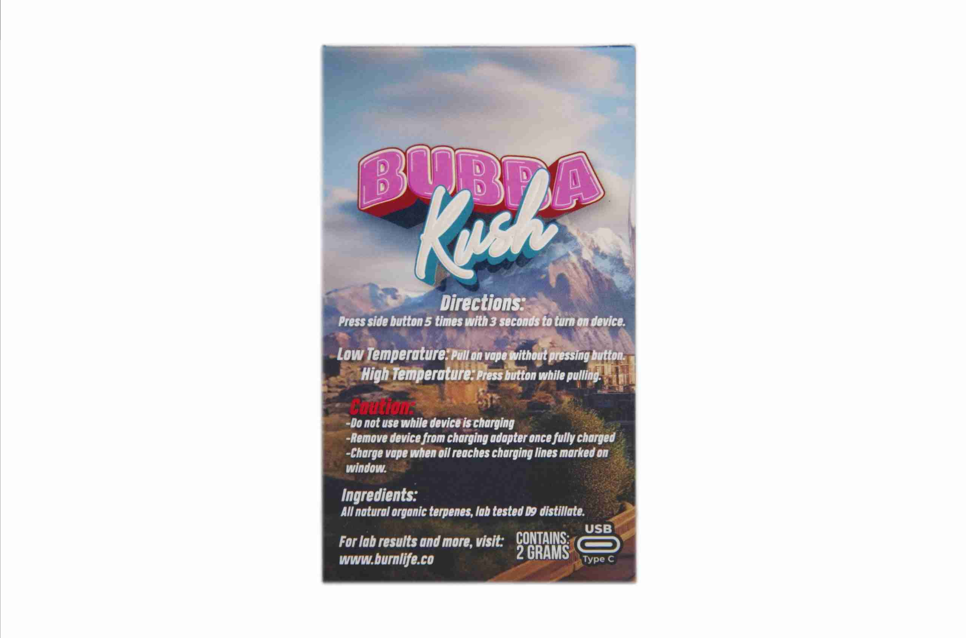 Burn Disposable Vape (2g) - Bubba Kush (Hybrid) - Image 2