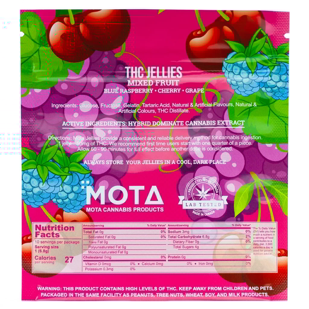 Mota - THC Mixed Fruit Jellies 500mg (Blue Raspberry, Cherry, Grape) - Image 2