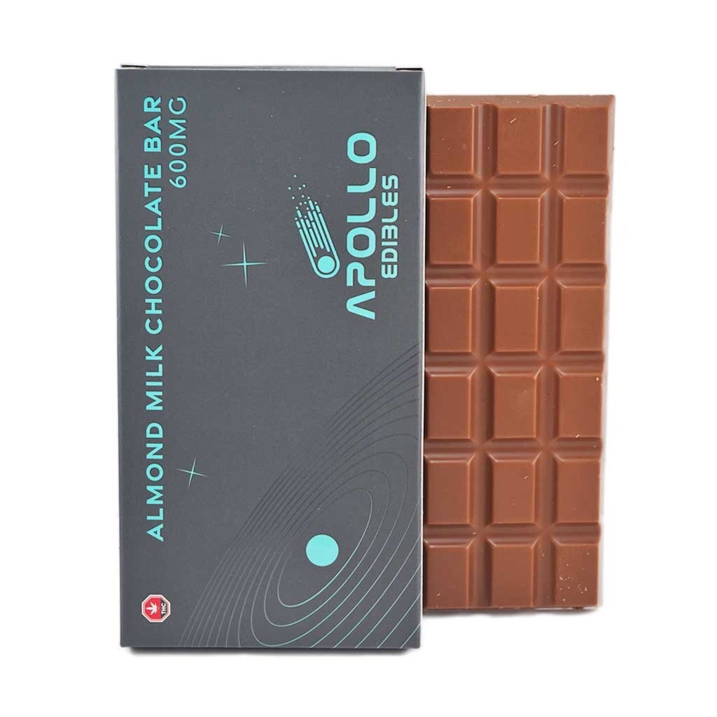 Apollo 600mg THC Bar - Almond Milk Chocolate is a premium cannabis-infused edible designed for both flavor and potency. Crafted with smooth almond milk chocolate, it offers a creamy, slightly nutty taste that melts easily on the palate, making it a satisfying treat for chocolate lovers.