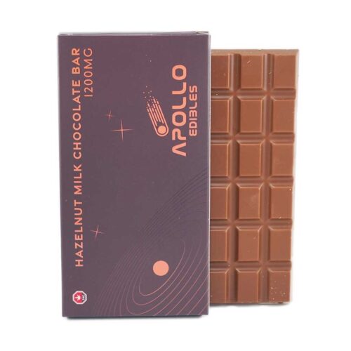 The Apollo 1200mg THC Bar – Hazelnut Milk Chocolate is a decadent cannabis-infused edible that blends smooth milk chocolate with the rich, toasted flavor of hazelnuts. Designed for both indulgence and potency, this bar offers a creamy texture complemented by a subtle nutty crunch or essence, creating a well-rounded and satisfying treat.