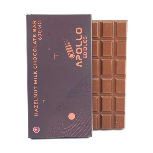 The Apollo 600mg THC Bar – Hazelnut Milk Chocolate is a decadent cannabis-infused edible that blends smooth milk chocolate with the rich, toasted flavor of hazelnuts. Designed for both indulgence and potency, this bar offers a creamy texture complemented by a subtle nutty crunch or essence, creating a well-rounded and satisfying treat.