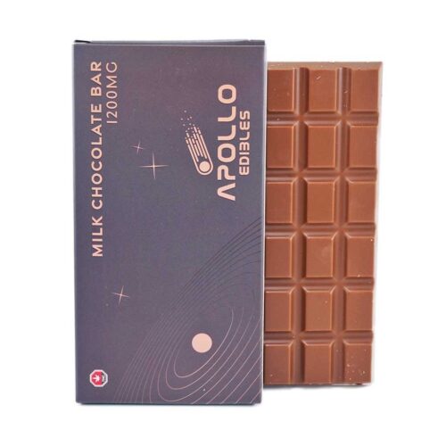 The Apollo 1200mg THC Bar – Milk Chocolate is a classic cannabis-infused edible that delivers a smooth, creamy chocolate experience paired with high potency. Made with rich milk chocolate, this bar offers a sweet, velvety flavor profile that’s both comforting and easy to enjoy, making it a popular choice among chocolate lovers.